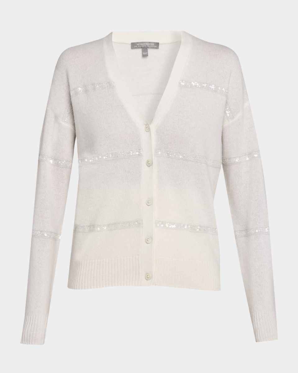 Cashmere Sequin Striped Cardigan